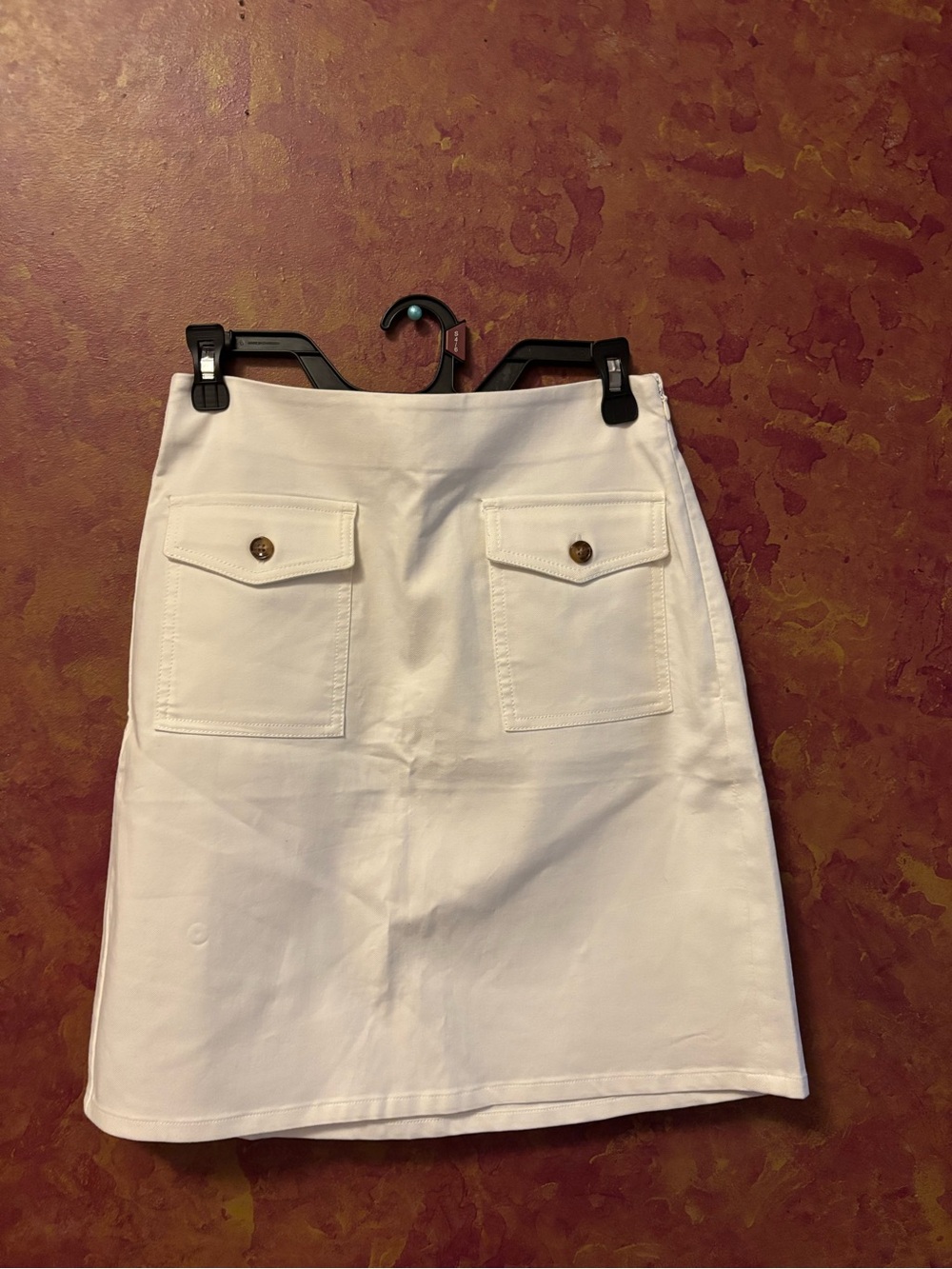 LOFT White Mini Skirt with Front Flap Pockets